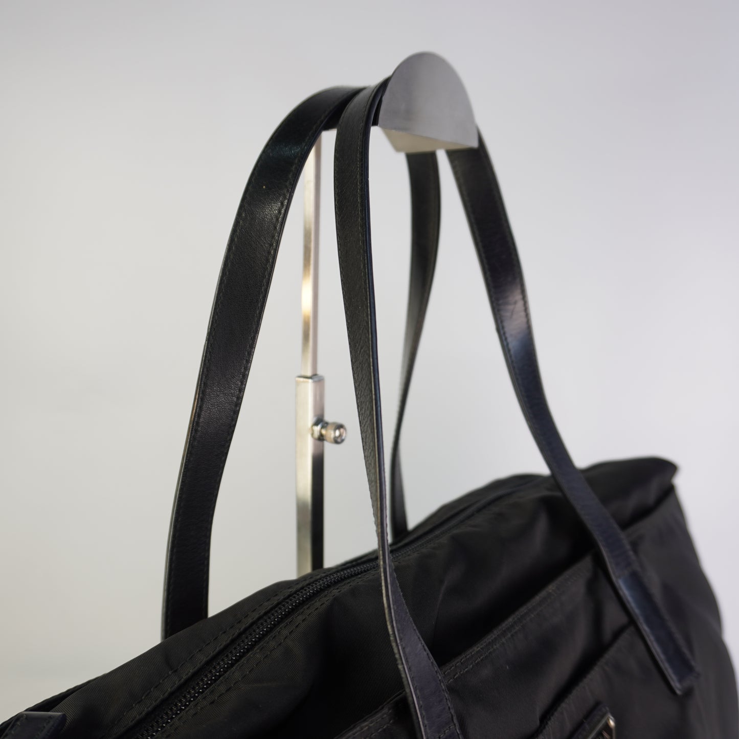 Prada Tessuto Triangle Logo Tote Bag Black