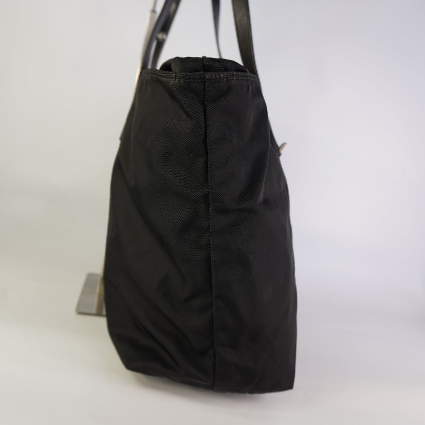 Prada Tessuto Triangle Logo Tote Bag Black