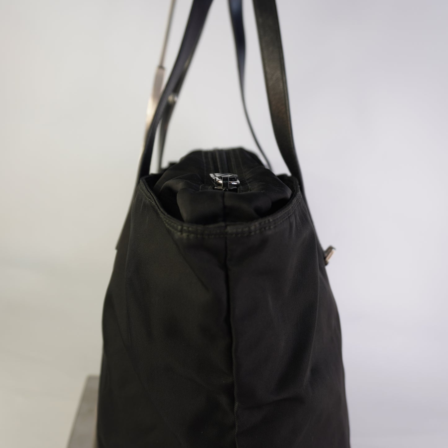Prada Tessuto Triangle Logo Tote Bag Black