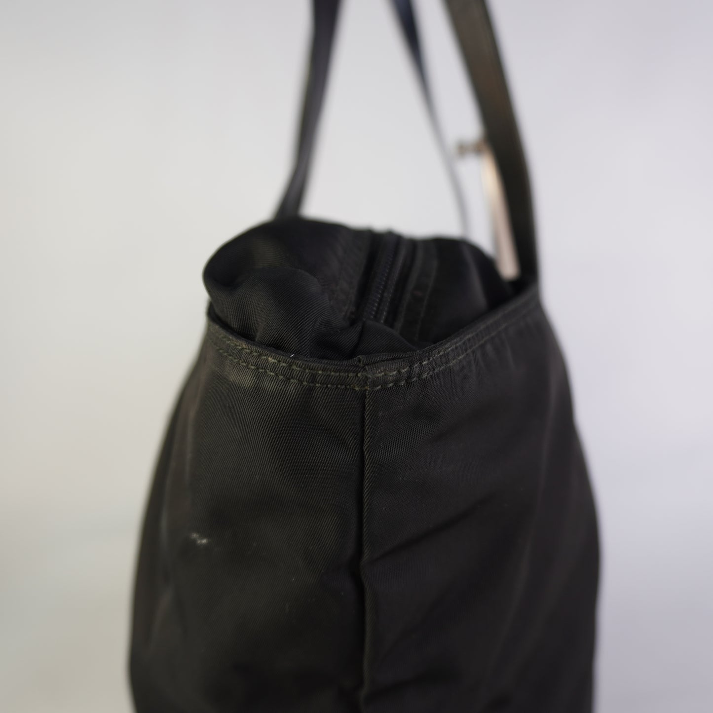 Prada Tessuto Triangle Logo Tote Bag Black