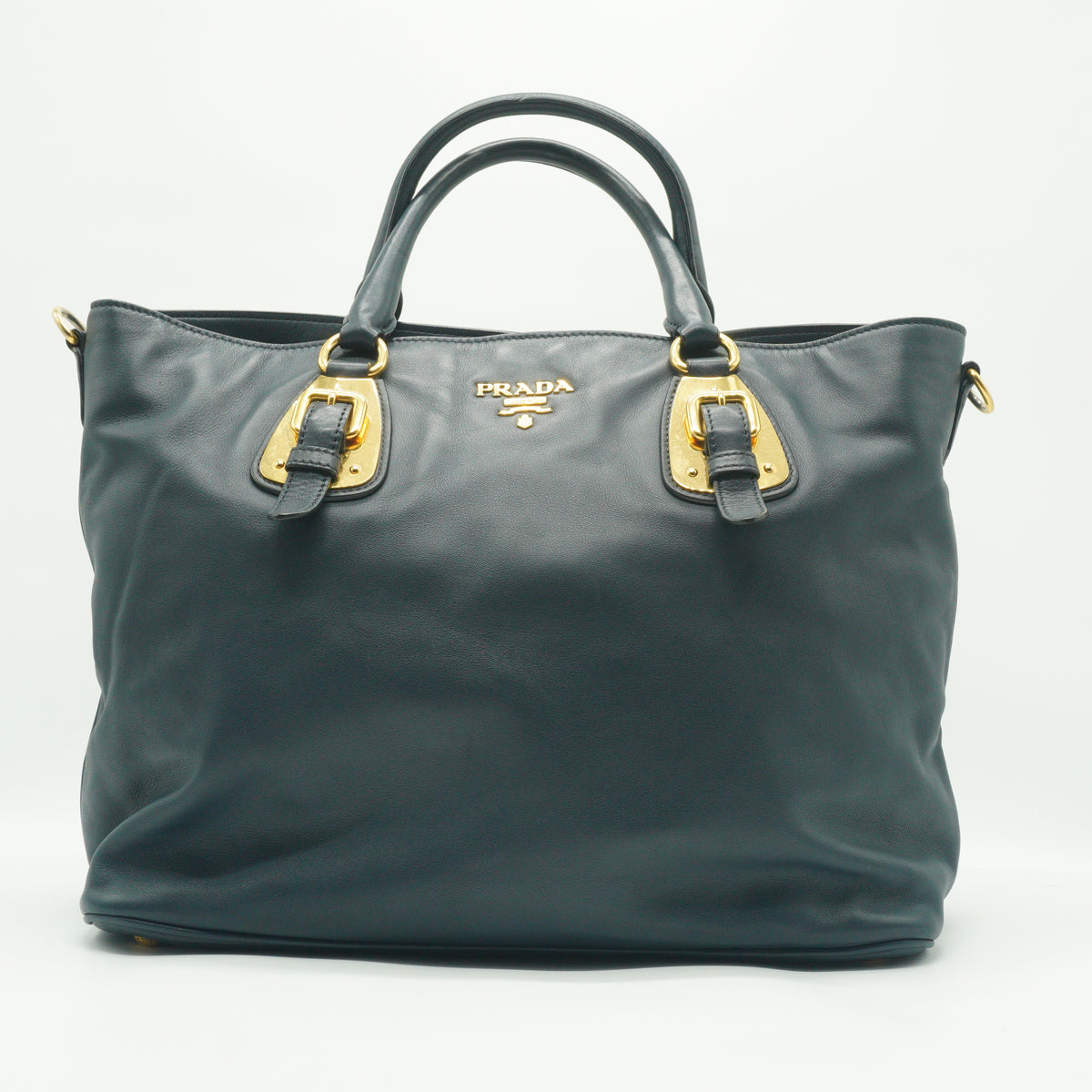 Prada Soft Calkskin two way large Navy Blue tote bag