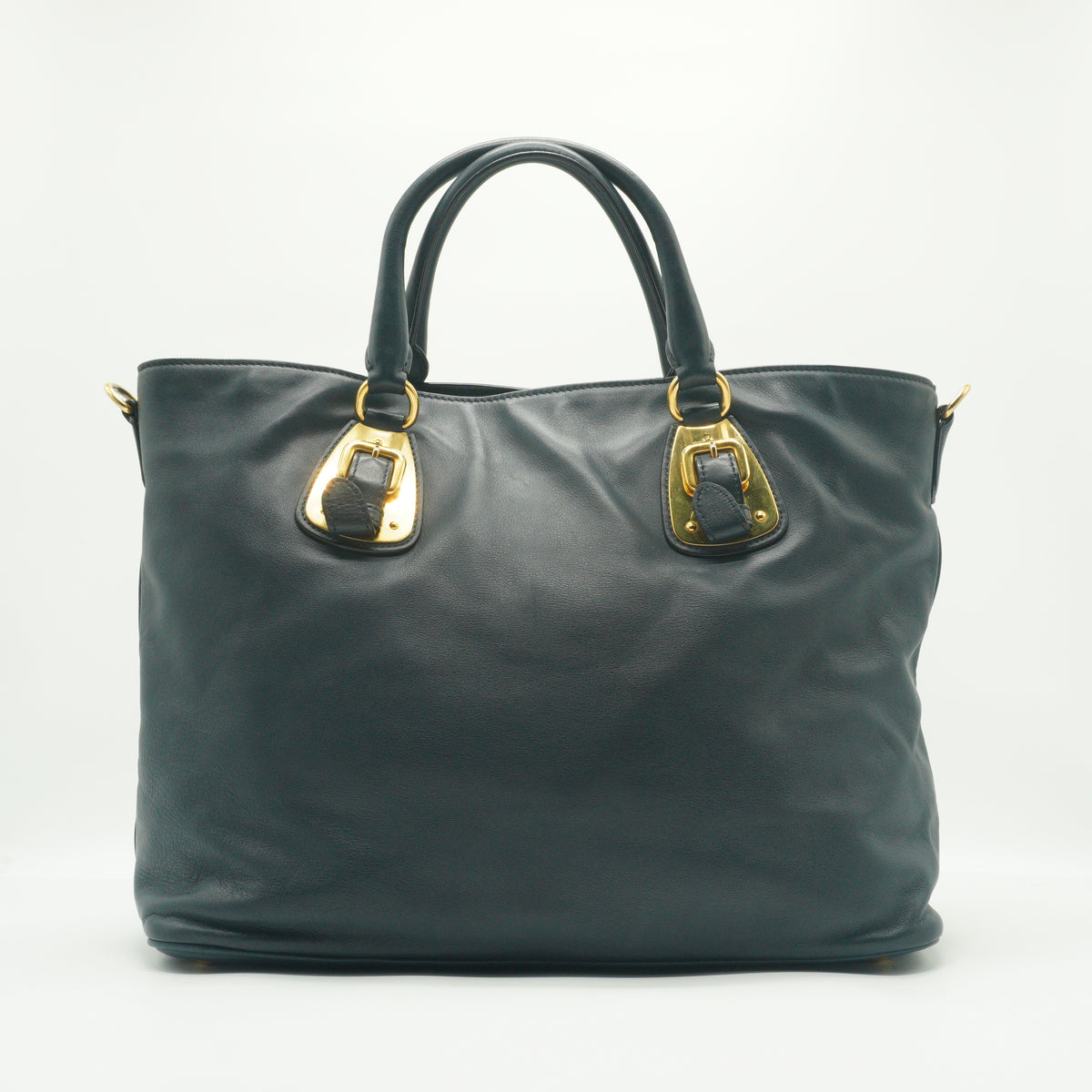 Prada Soft Calkskin two way large Navy Blue tote bag