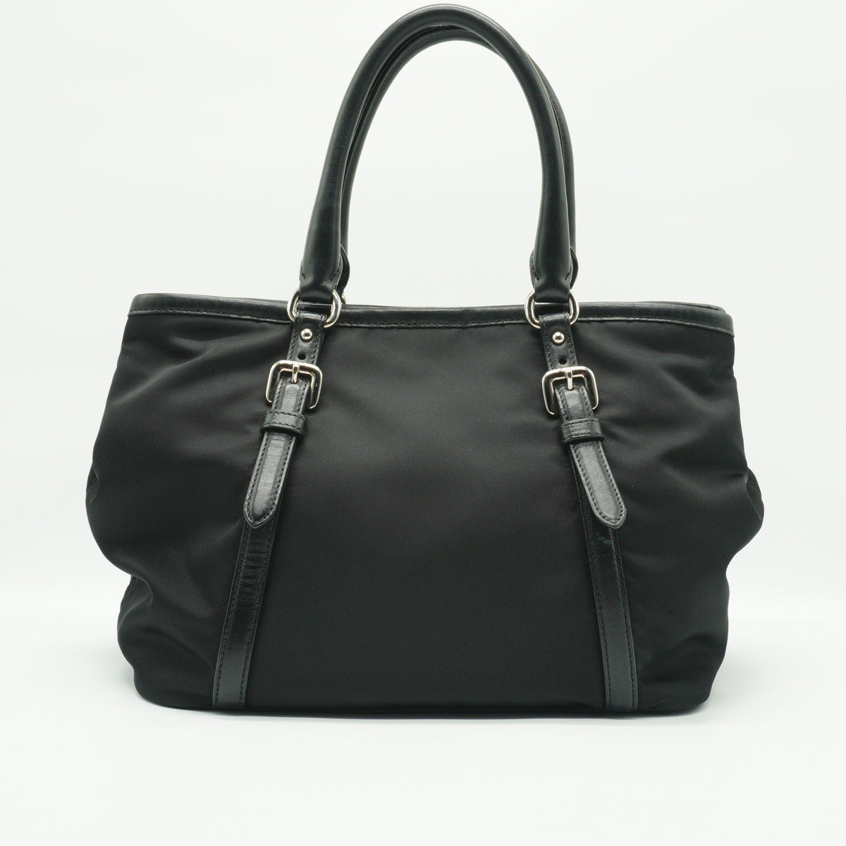 Prada Tessuto Nylon Satchel Bag Black Medium SHW