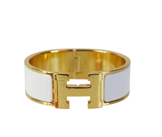 Hermes Clich Bracelet White