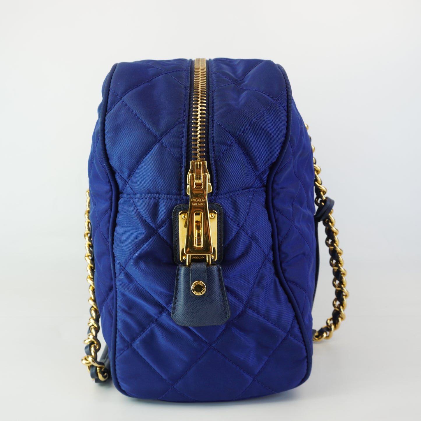 Prada Quilted Nylon Boston Bag Blue