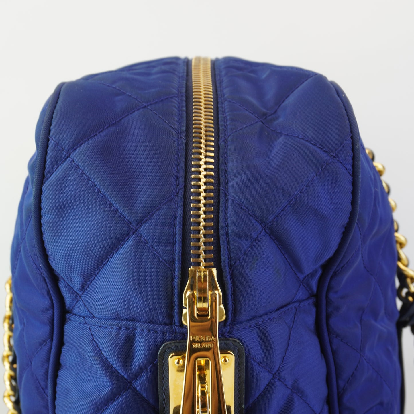 Prada Quilted Nylon Boston Bag Blue