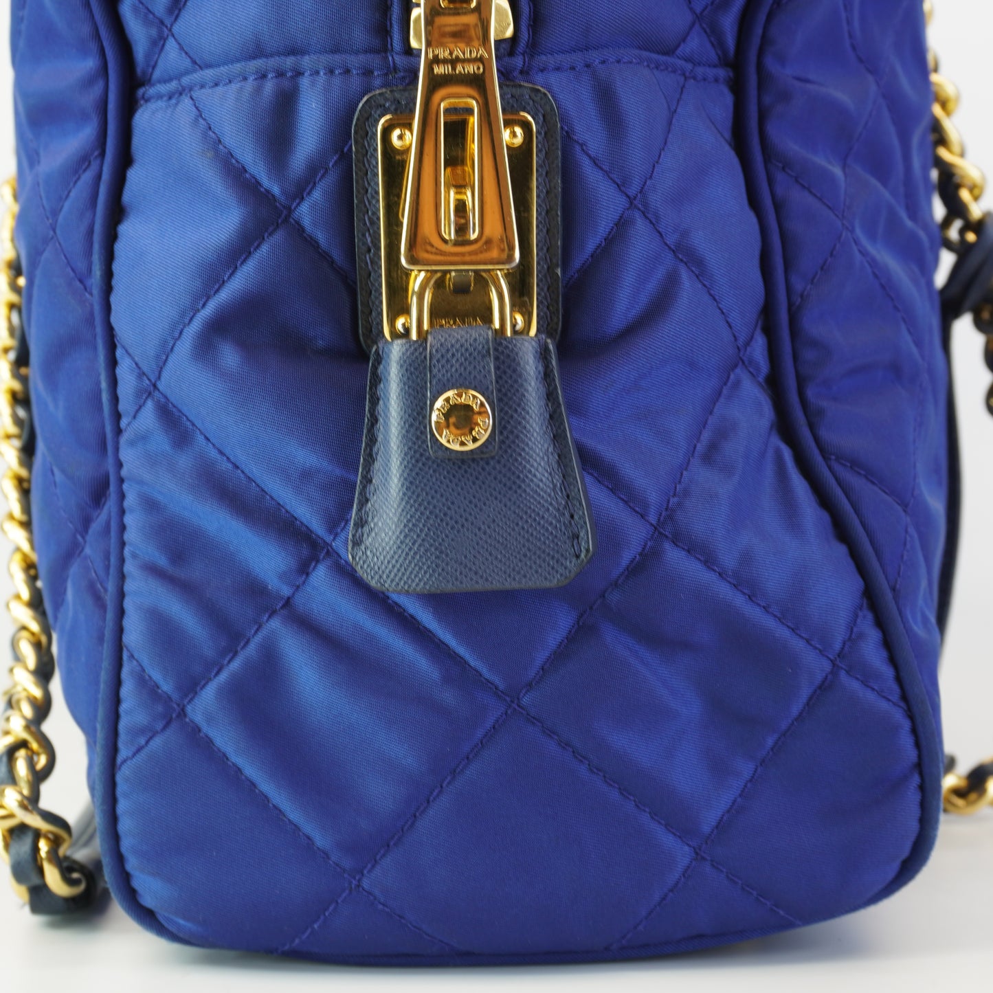 Prada Quilted Nylon Boston Bag Blue