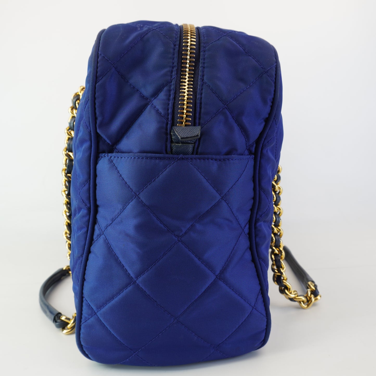 Prada Quilted Nylon Boston Bag Blue