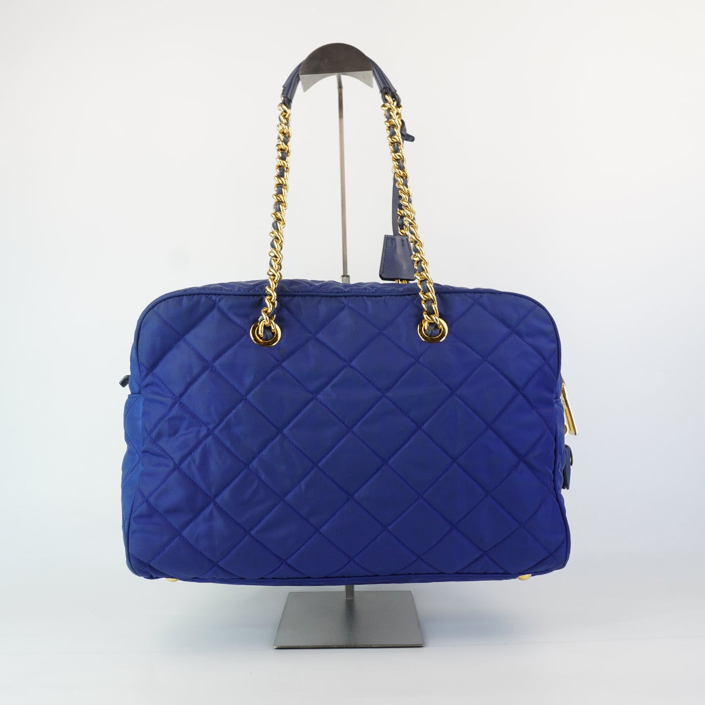 Prada Quilted Nylon Boston Bag Blue