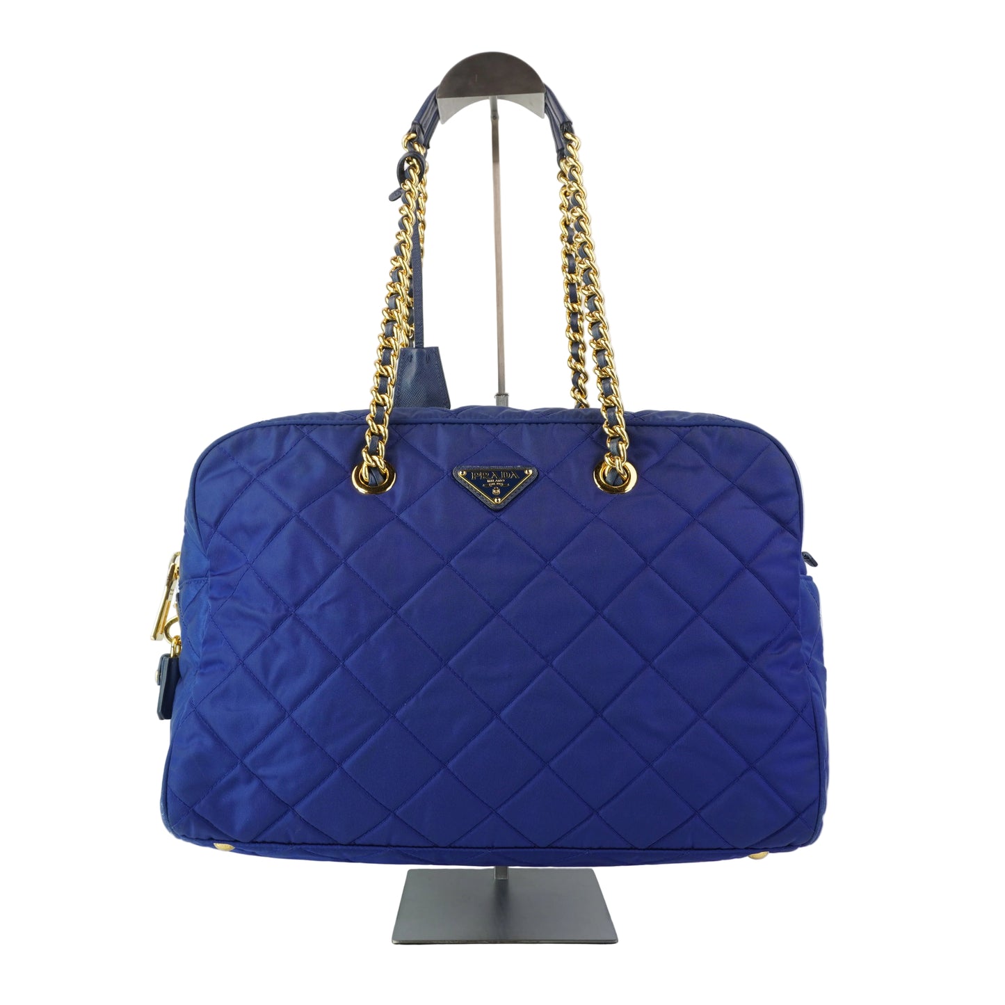 Prada Quilted Nylon Boston Bag Blue