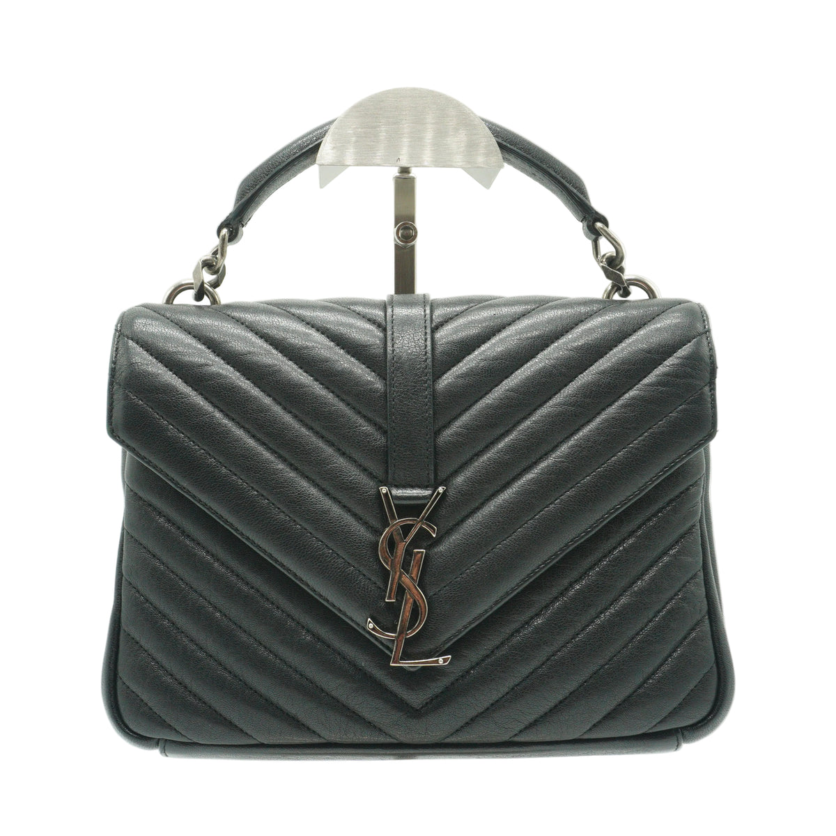 YSL Saint Laurent Chevron Shoulder Bag Black Small MHW