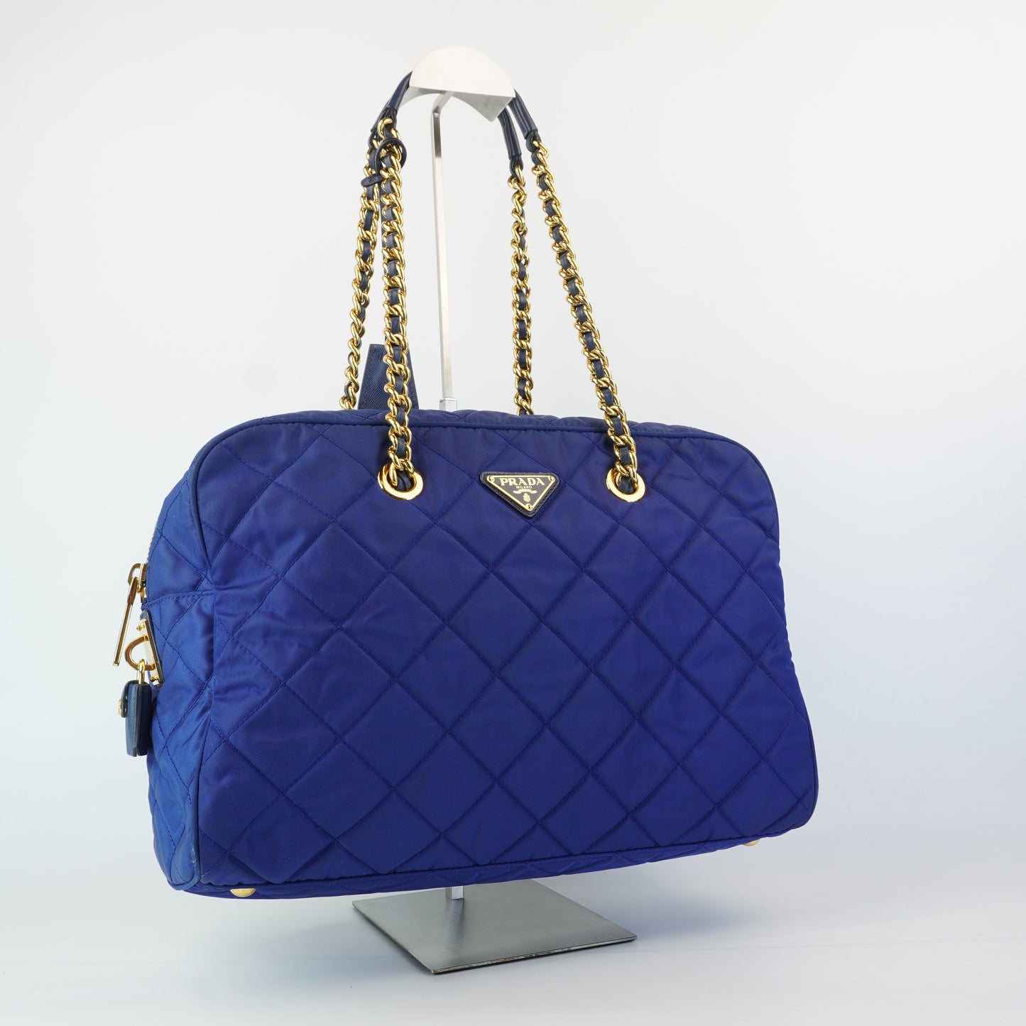 Prada Quilted Nylon Boston Bag Blue