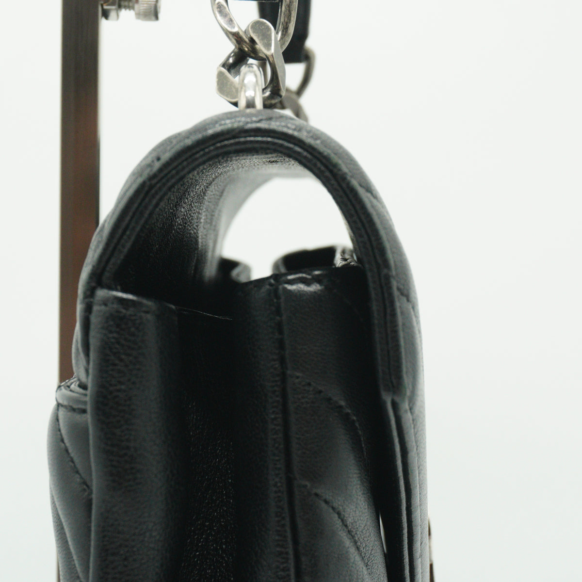 YSL Saint Laurent Chevron Shoulder Bag Black Small MHW