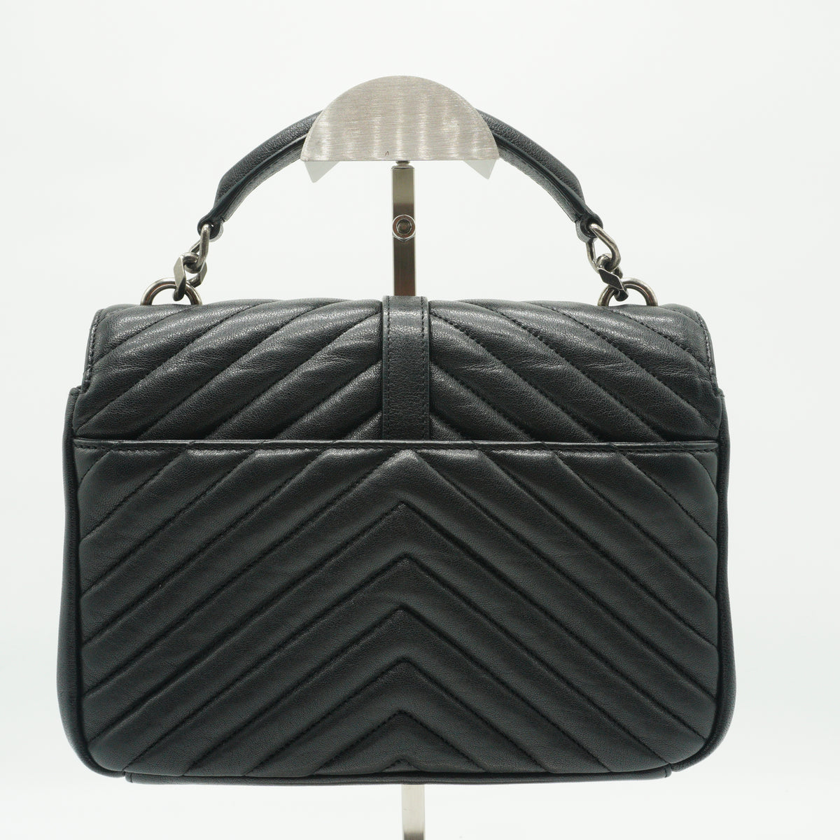 YSL Saint Laurent Chevron Shoulder Bag Black Small MHW