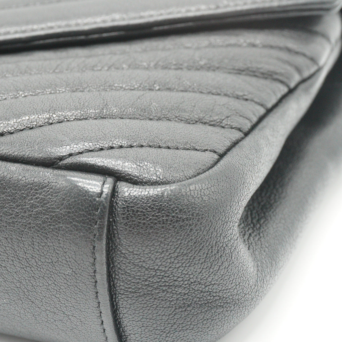 YSL Saint Laurent Chevron Shoulder Bag Black Small MHW