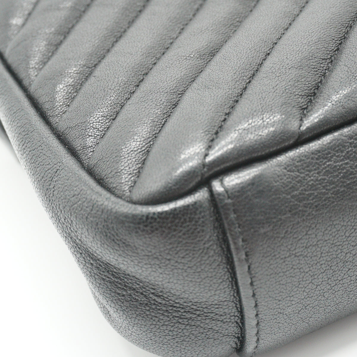 YSL Saint Laurent Chevron Shoulder Bag Black Small MHW