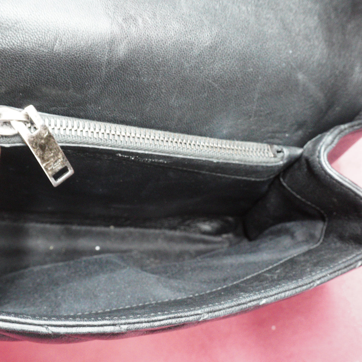 YSL Saint Laurent Chevron Shoulder Bag Black Small MHW