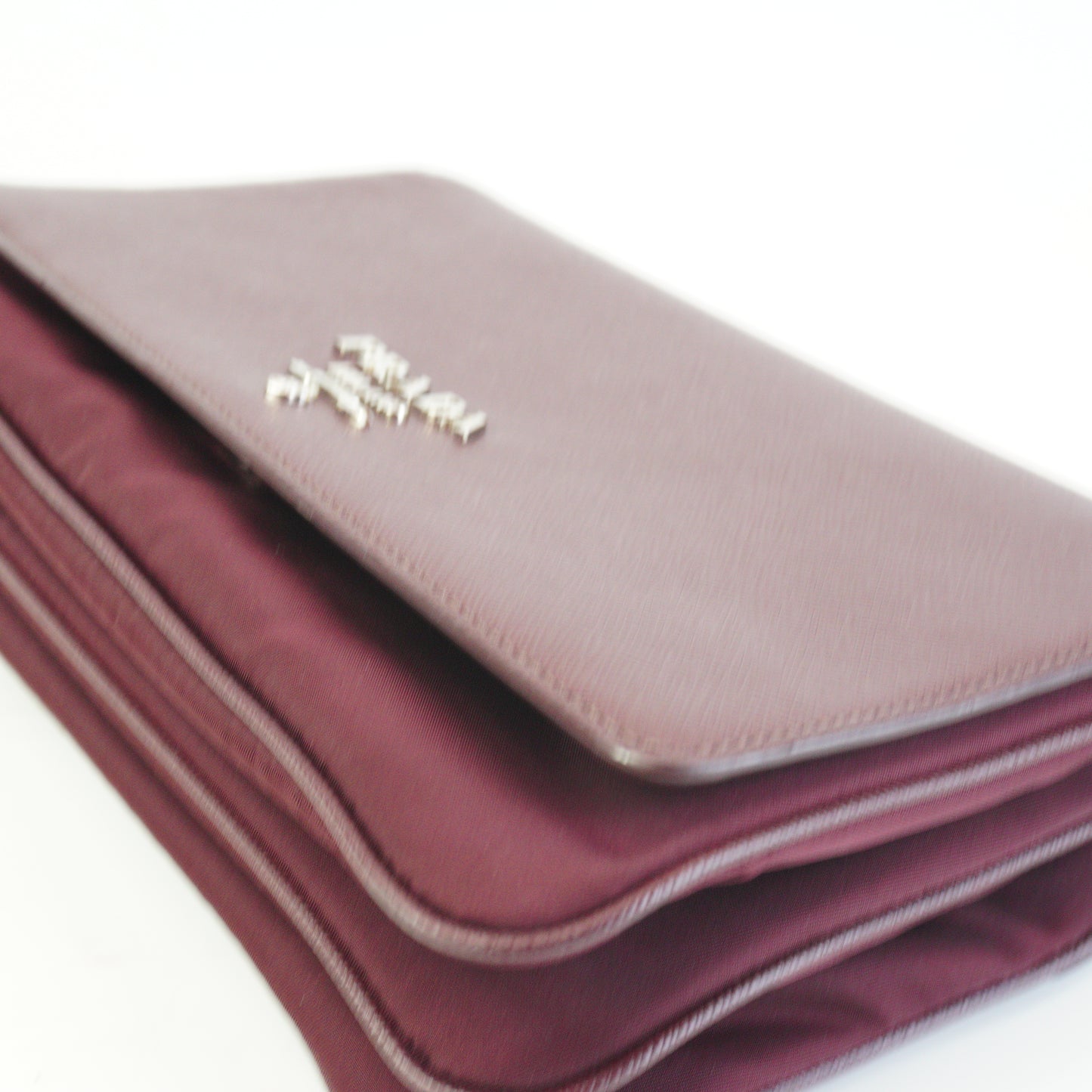 Prada	Tessuto Saffiano Chain Flap Crossbody Bag Burgundy Small SHW