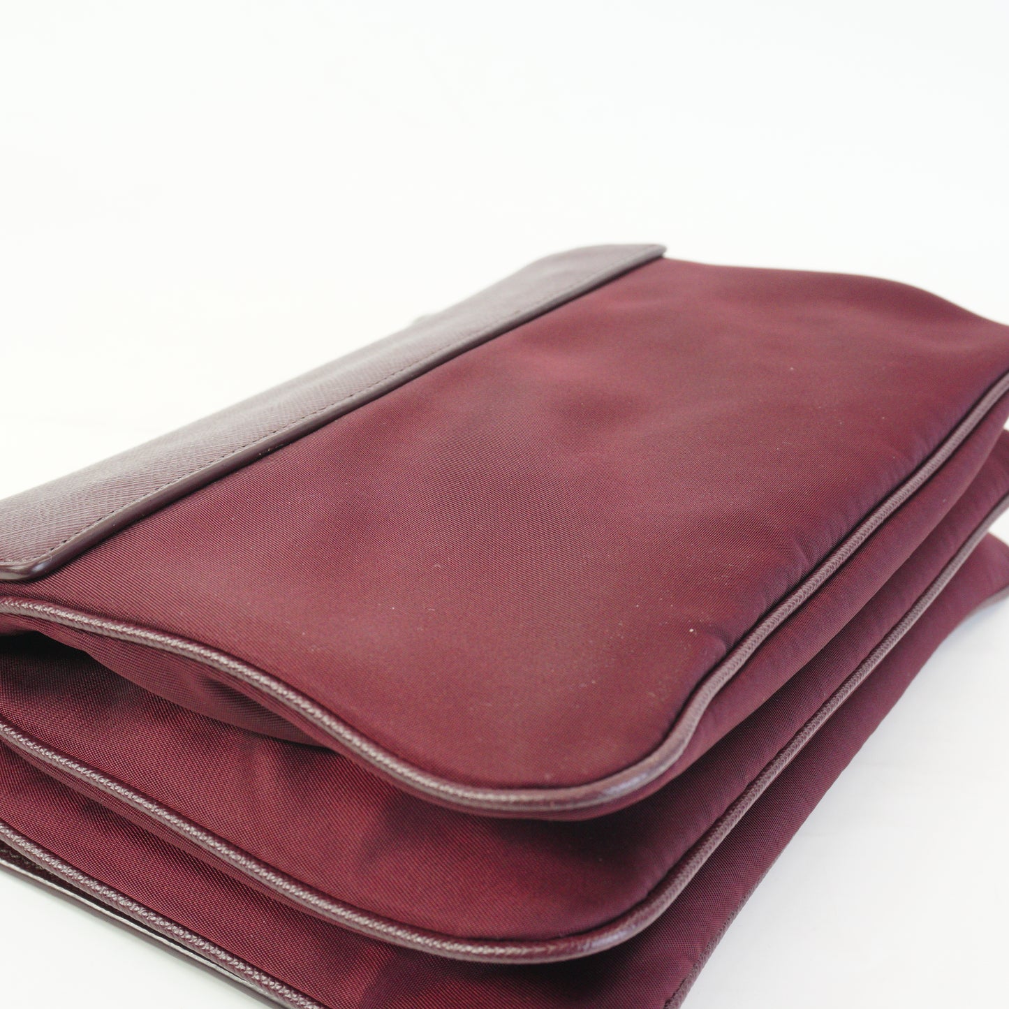 Prada	Tessuto Saffiano Chain Flap Crossbody Bag Burgundy Small SHW