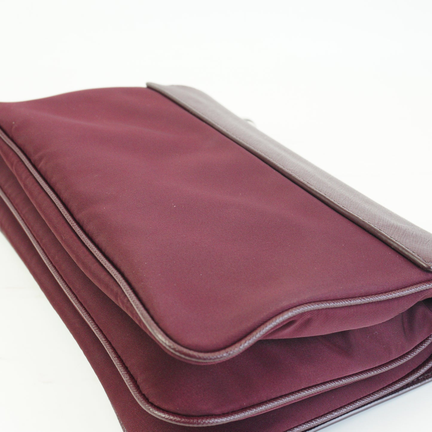 Prada	Tessuto Saffiano Chain Flap Crossbody Bag Burgundy Small SHW