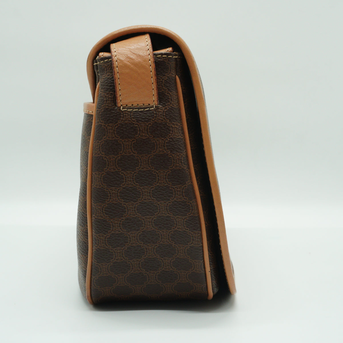 Celine Macadam Canvas Shoulder Bag Brown Small GHW