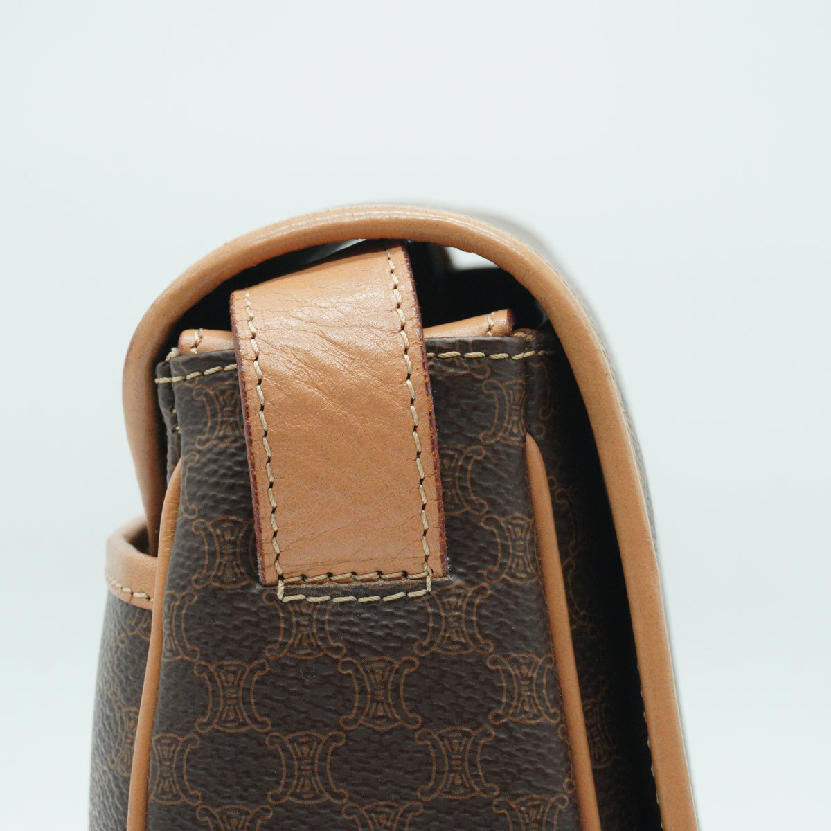 Celine Macadam Canvas Shoulder Bag Brown Small GHW