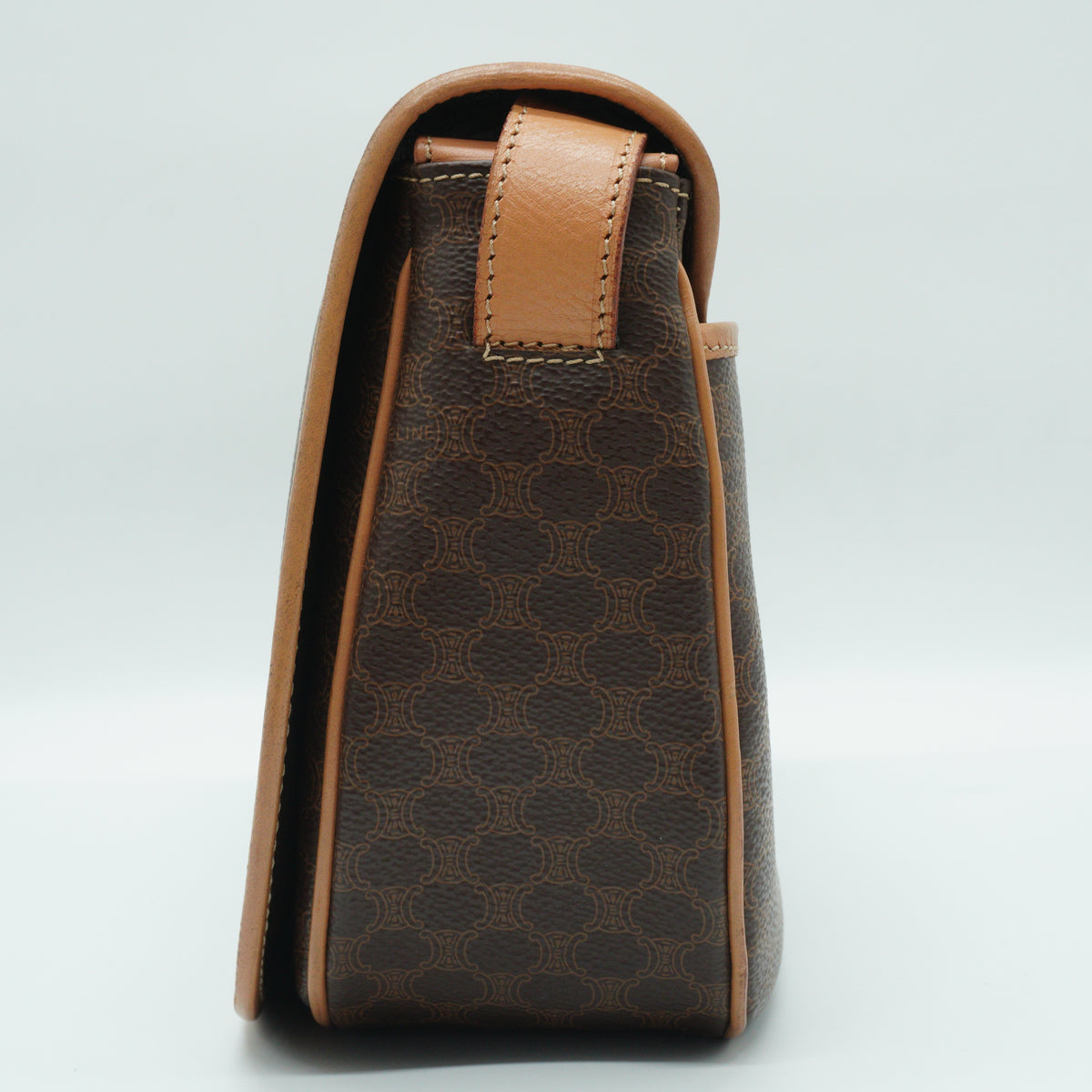 Celine Macadam Canvas Shoulder Bag Brown Small GHW