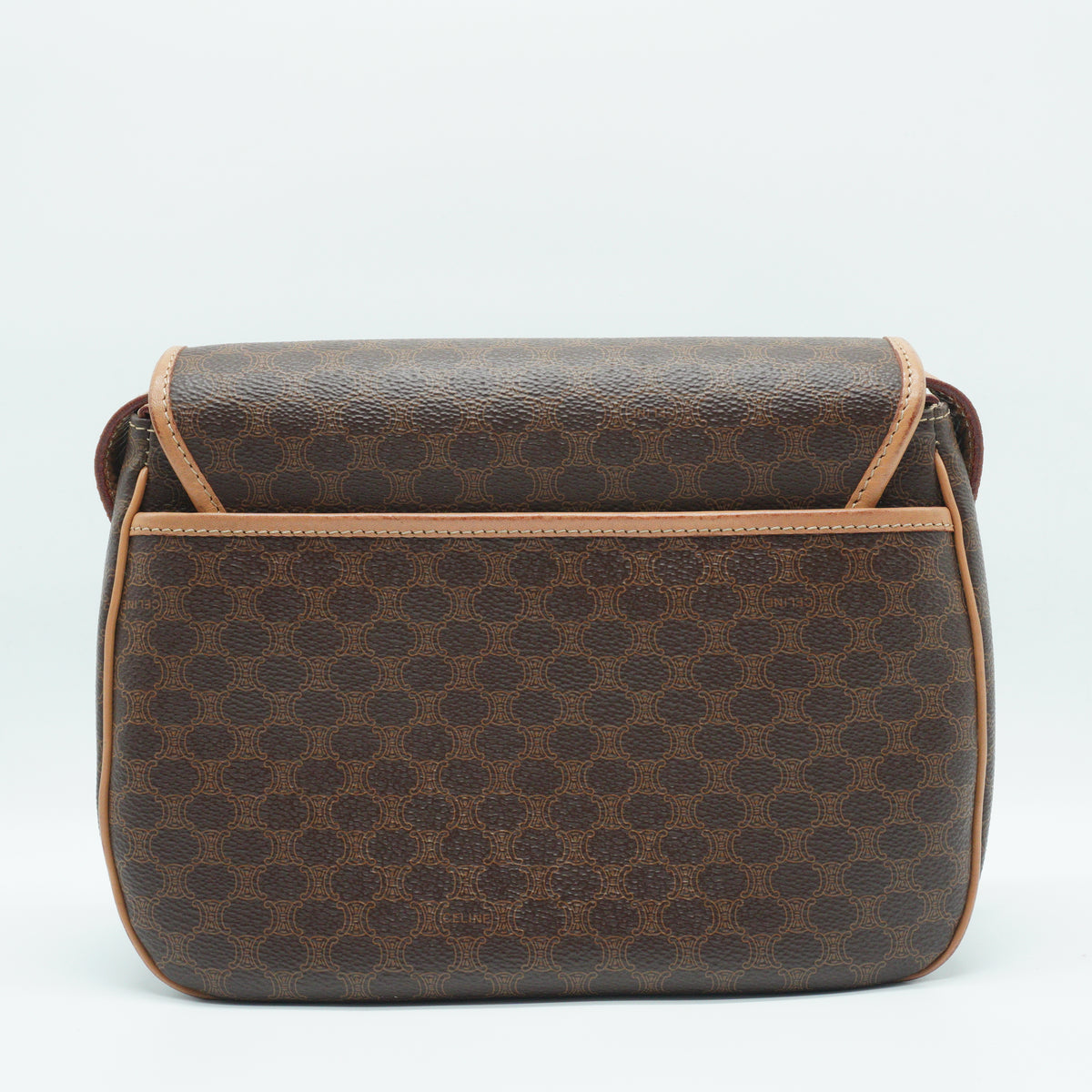 Celine Macadam Canvas Shoulder Bag Brown Small GHW