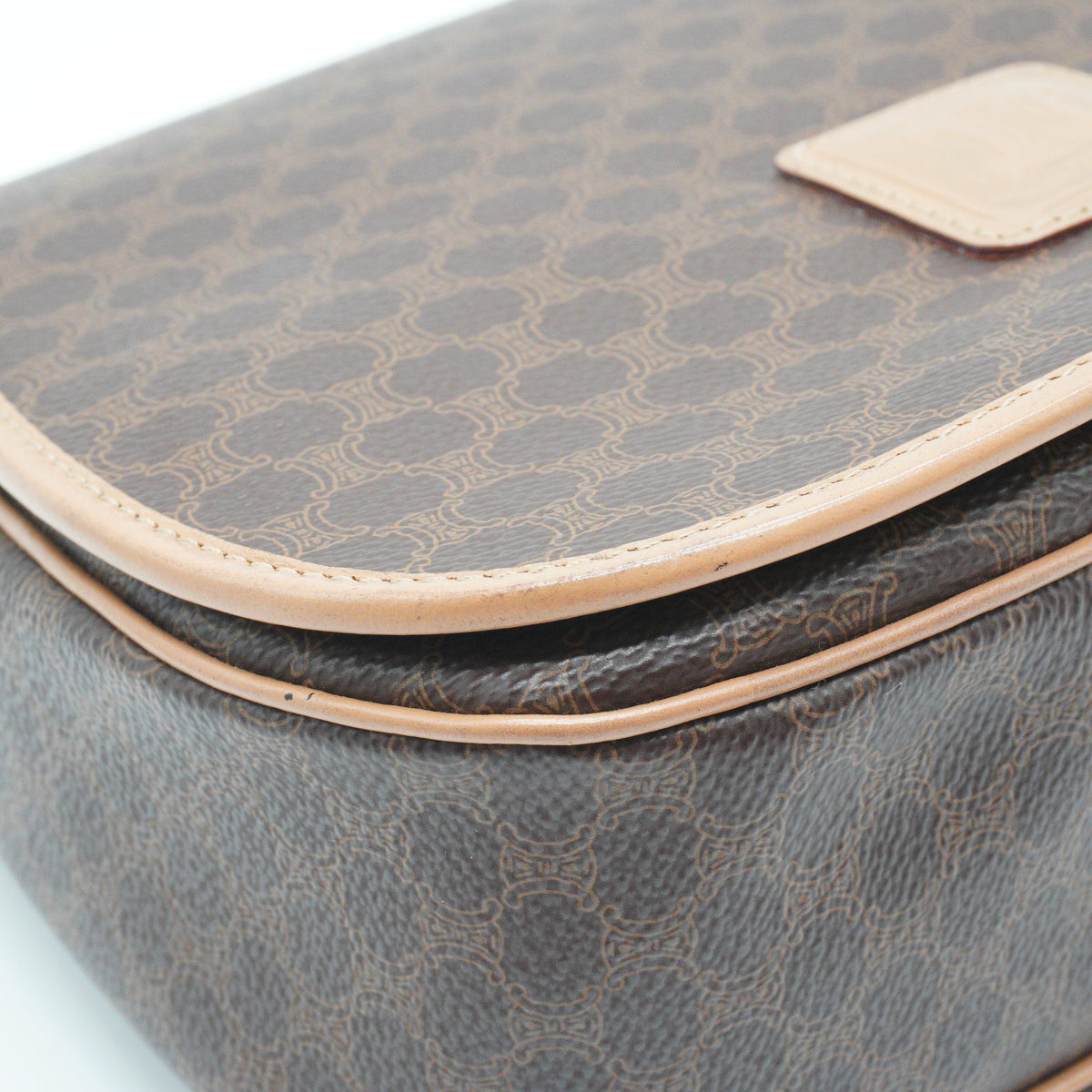 Celine Macadam Canvas Shoulder Bag Brown Small GHW