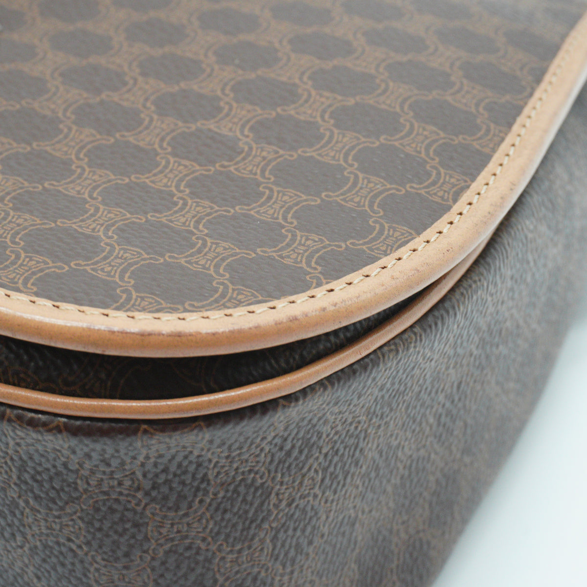 Celine Macadam Canvas Shoulder Bag Brown Small GHW