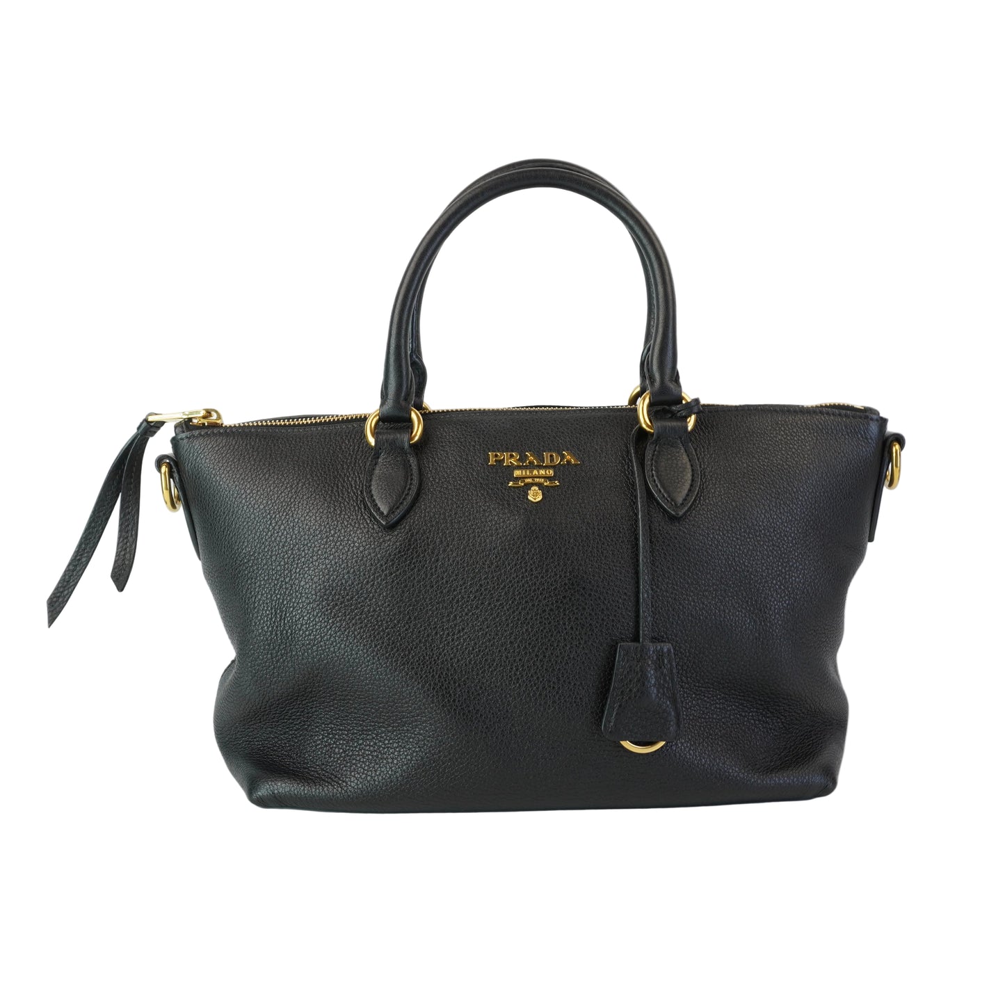 Prada Vitello Phenix Leather Top Handle Crossbody Bag