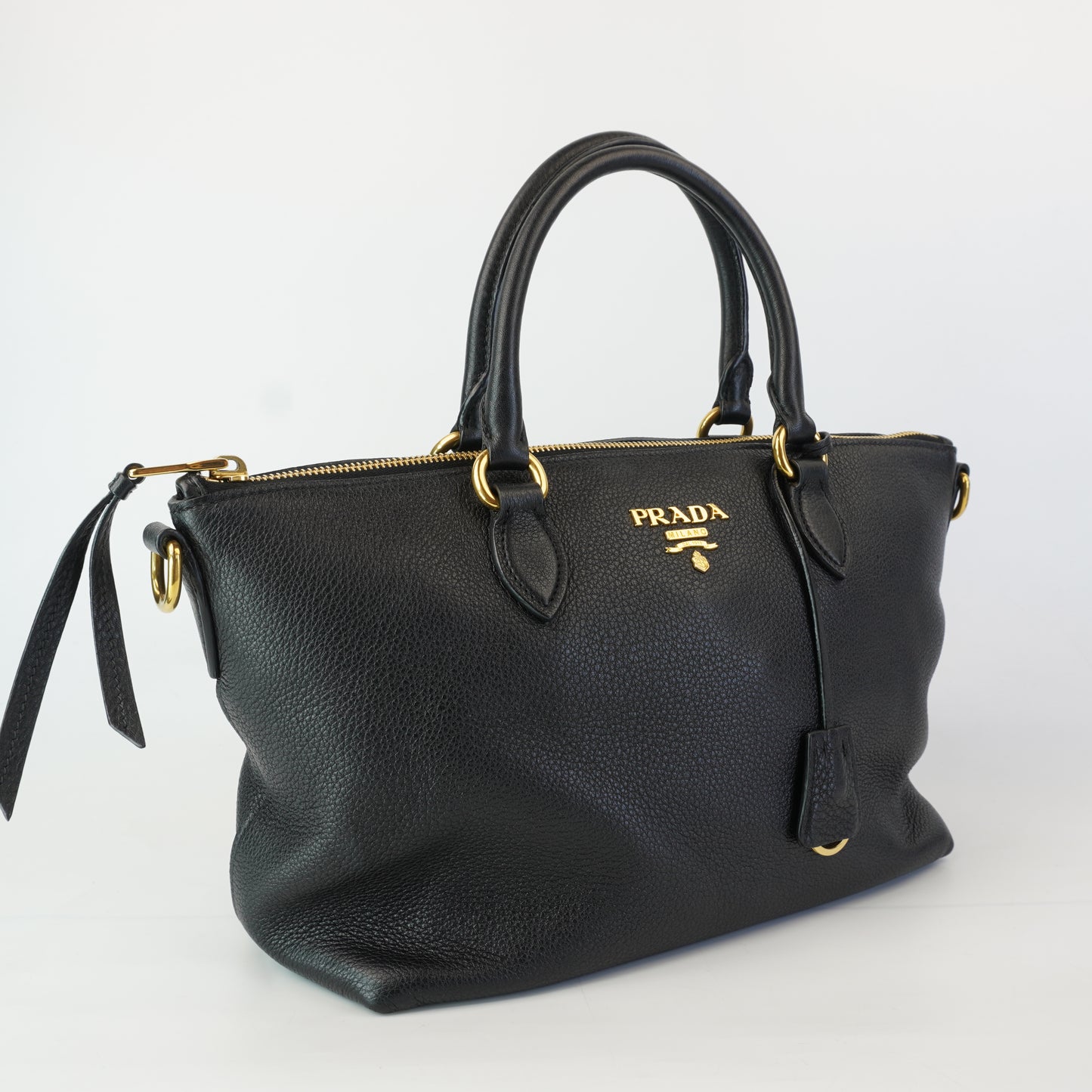 Prada Vitello Phenix Leather Top Handle Crossbody Bag