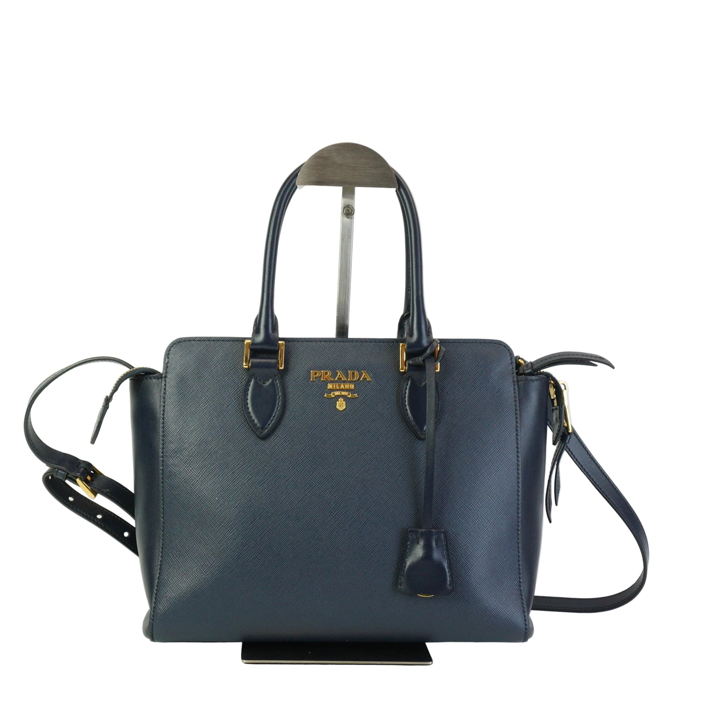 Prada	Saffiano Leather Bag Dark Blue Medium GHW