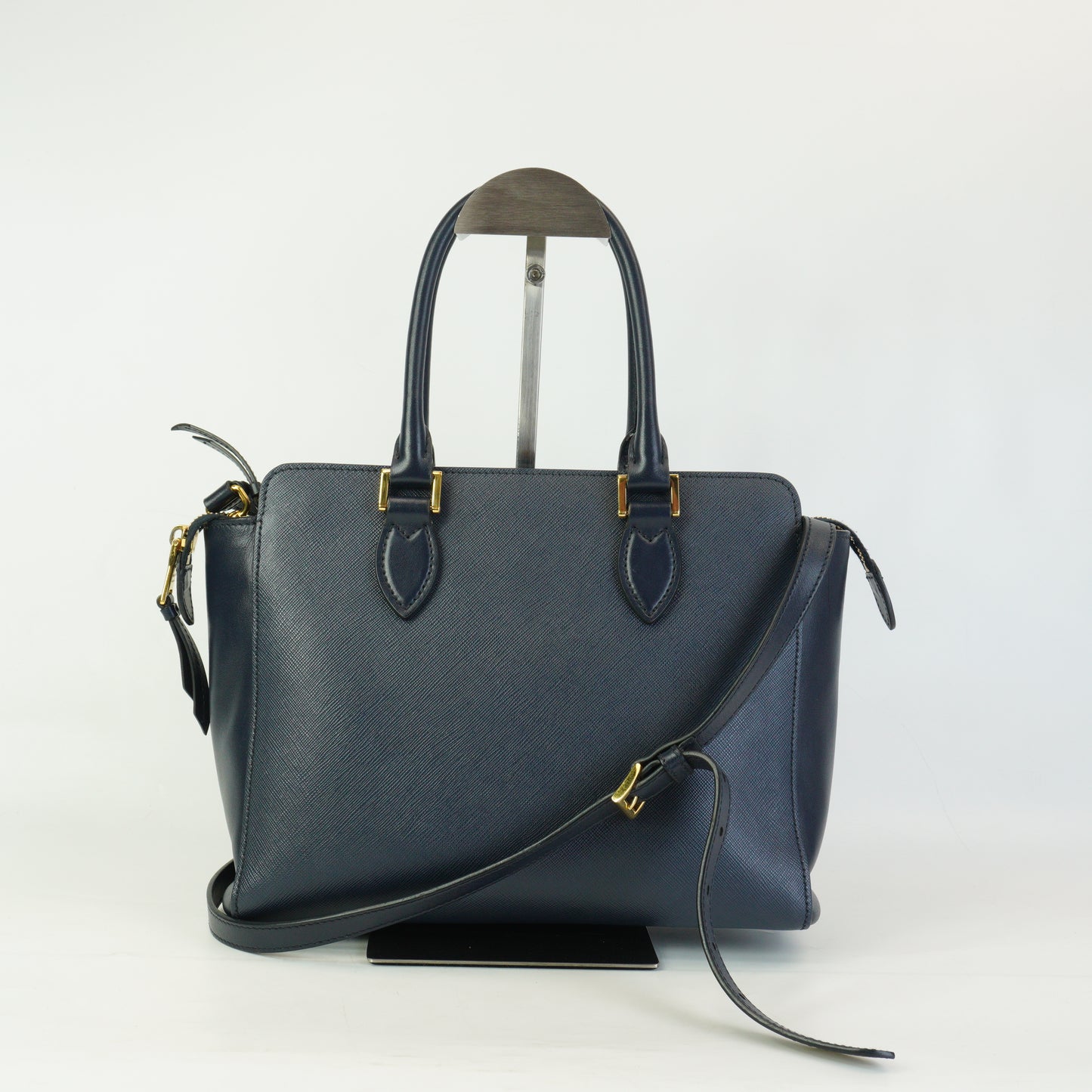 Prada	Saffiano Leather Bag Dark Blue Medium GHW