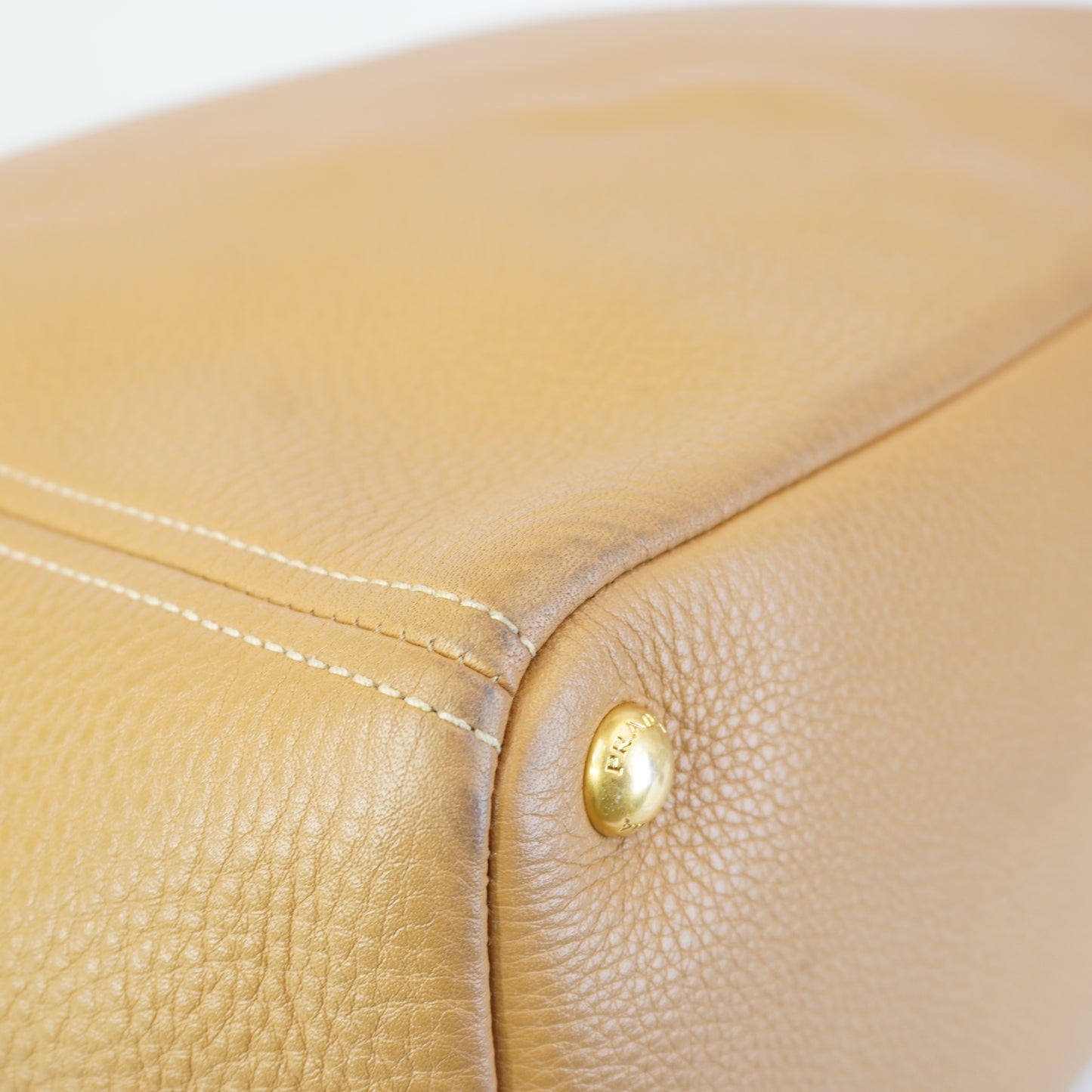 Prada Vitello Daino Tote Tan Bag  GHW