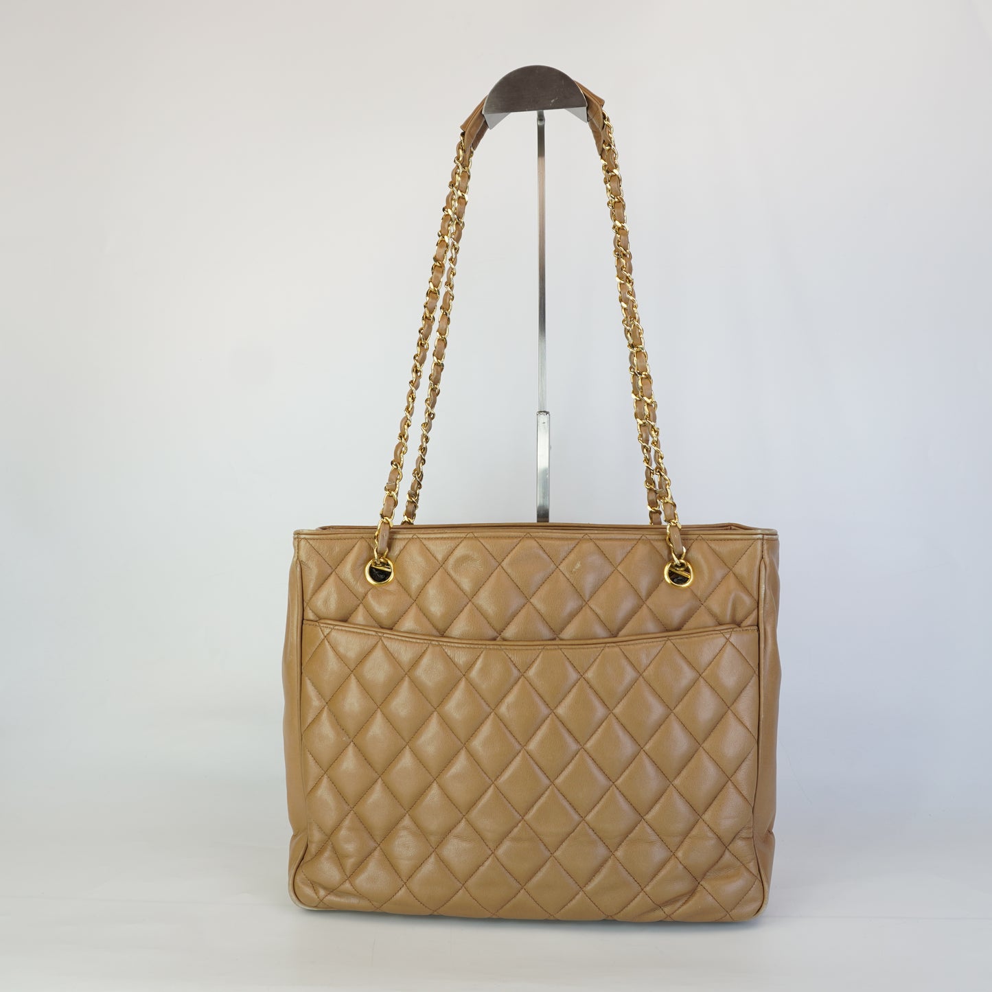 Chanel Quilted Chain Shoulder Shopping Tote GHW Medium
