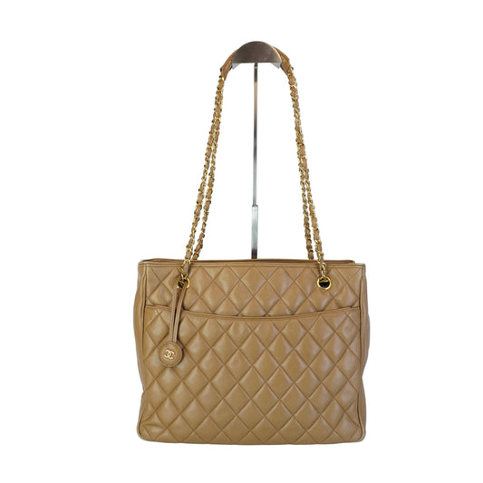 Chanel Quilted Chain Shoulder Shopping Tote GHW Medium
