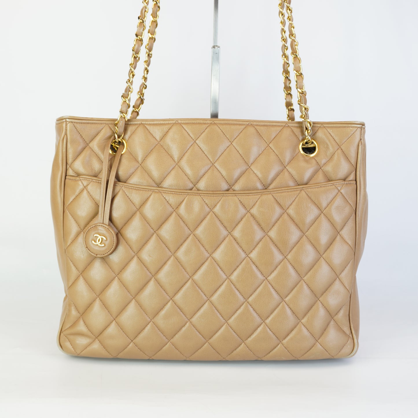 Chanel Quilted Chain Shoulder Shopping Tote GHW Medium