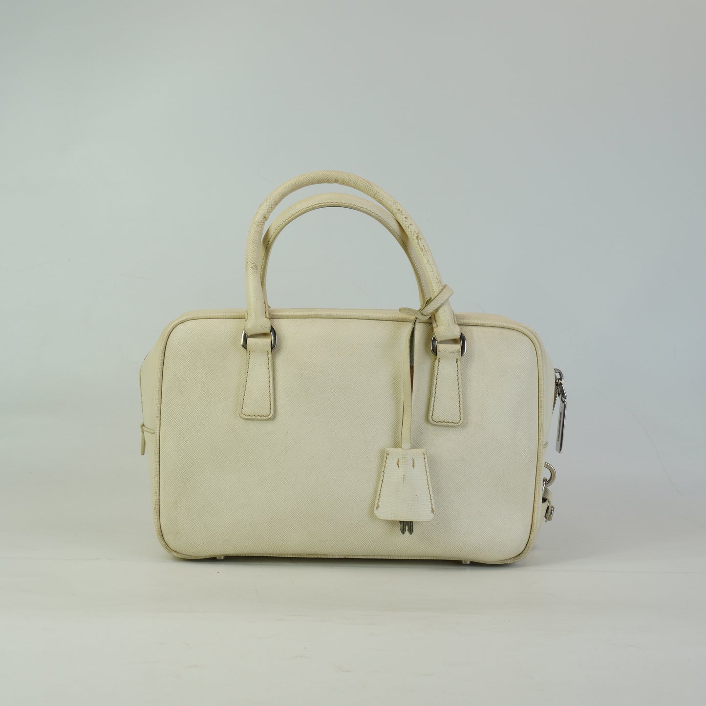 Prada	Saffiano Baulleto Top Handle White Small SHW