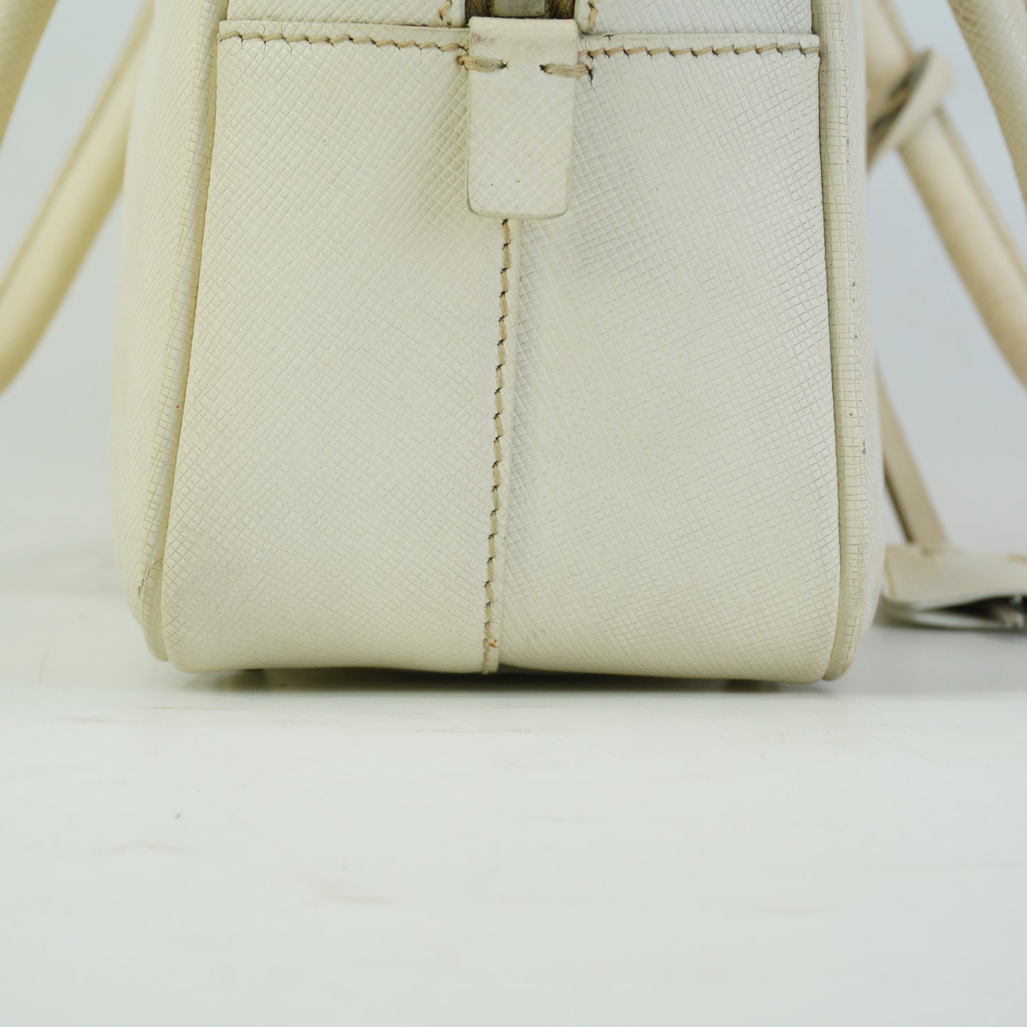 Prada	Saffiano Baulleto Top Handle White Small SHW