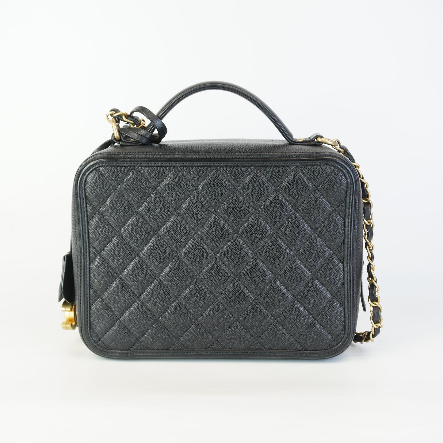Chanel CC Filigree Vanity Case Black Large