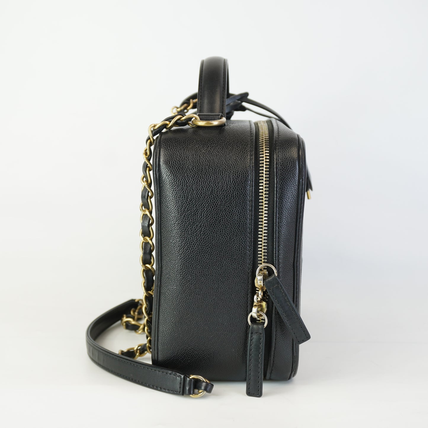 Chanel CC Filigree Vanity Case Black Large
