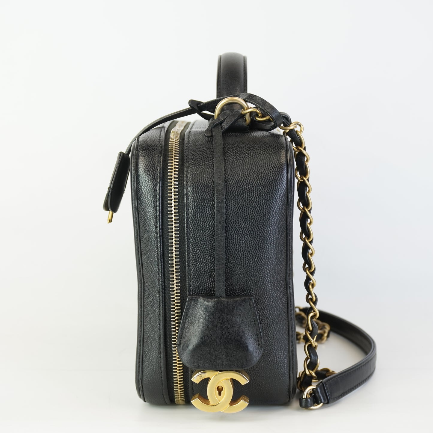 Chanel CC Filigree Vanity Case Black Large