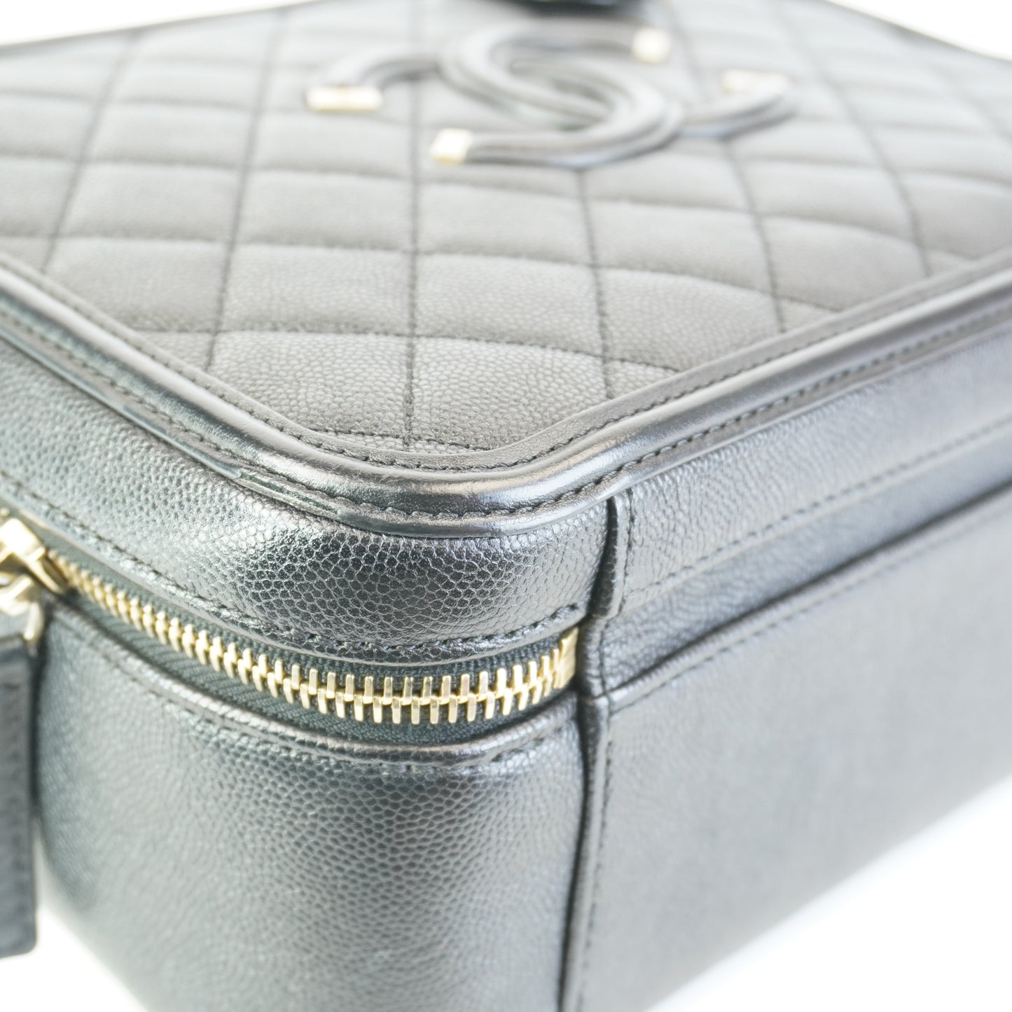 Chanel CC Filigree Vanity Case Black Large