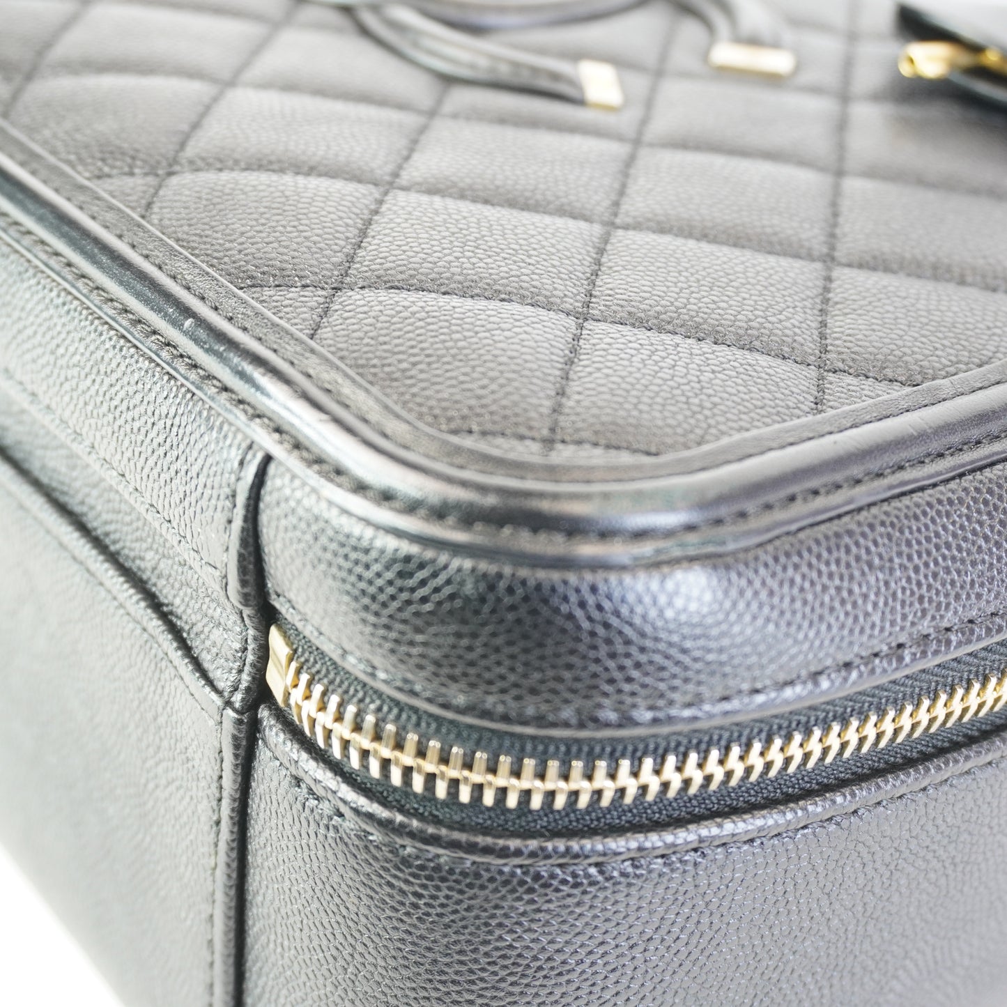 Chanel CC Filigree Vanity Case Black Large