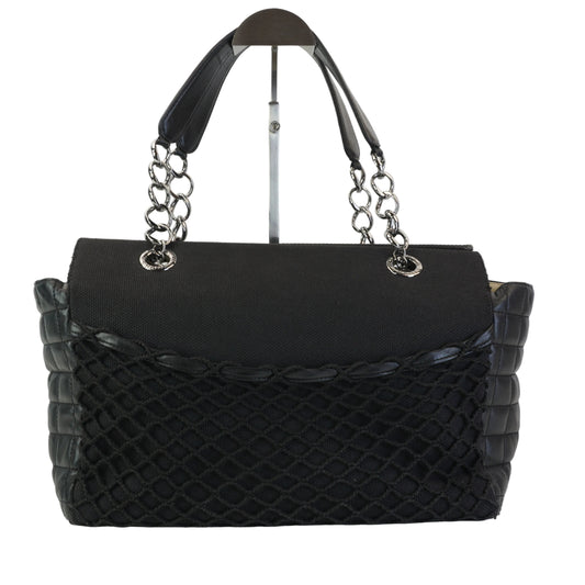Chanel CC Stiched Tote Bag Black SHW Large