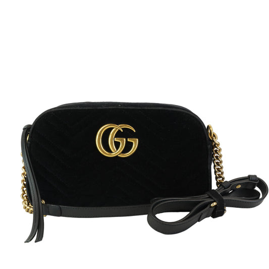 Gucci GG Marmont Velvet  Camera Bag Black