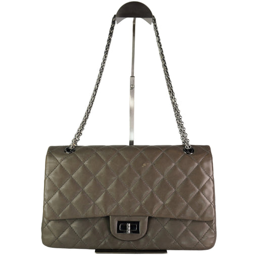 Chanel Gray Quilted Aged Calfskin