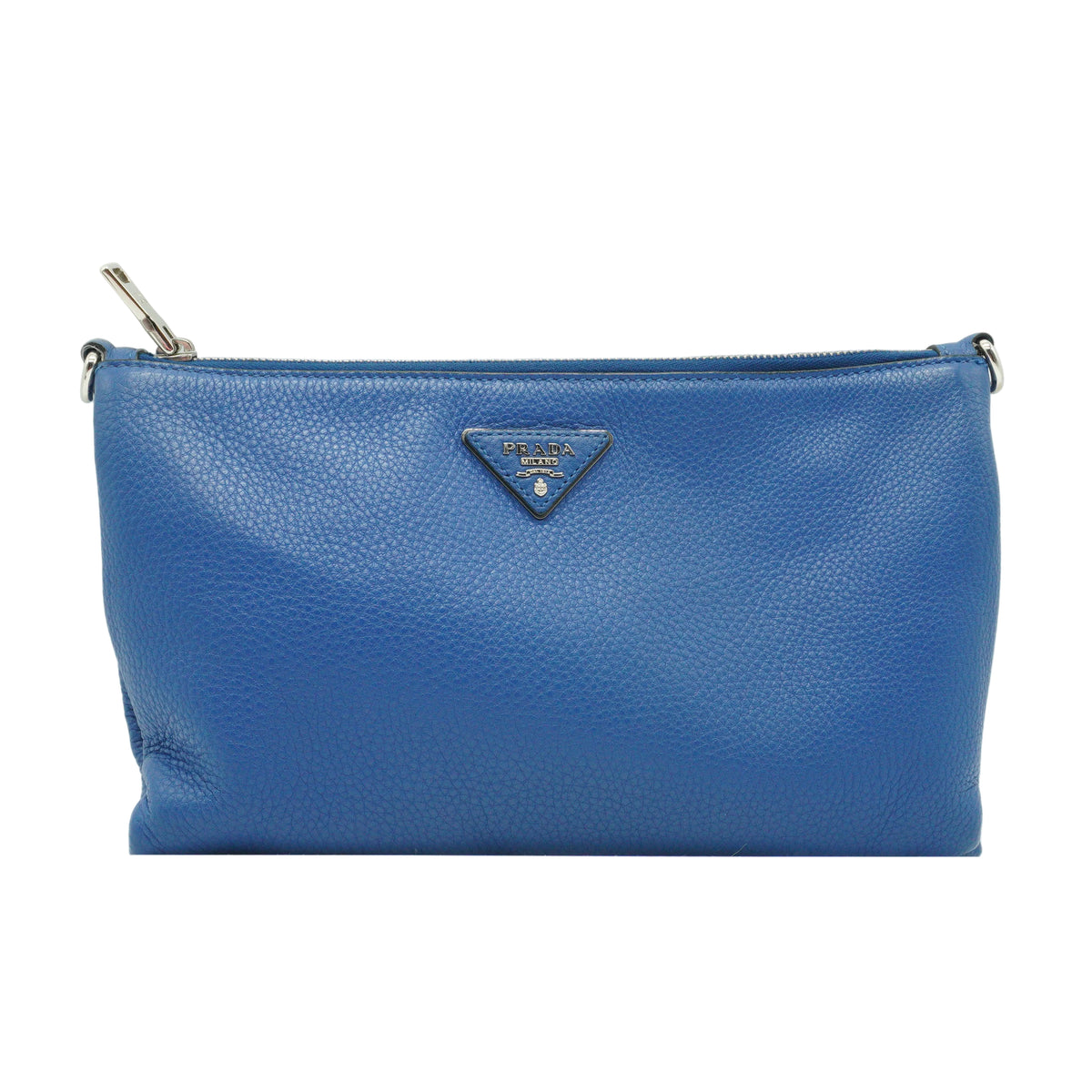 Prada	Vitello Crossbody Daino Bag Blue Medium SHW