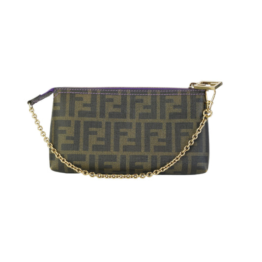 Fendi Zucca Spalmati Chain Pochette Small GHW